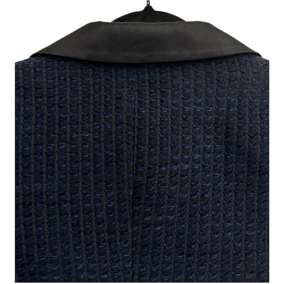 Les Copains Women's Blue Black Satin Three Button Knit Blazer US 12 Size 44 - Picture 6 of 12